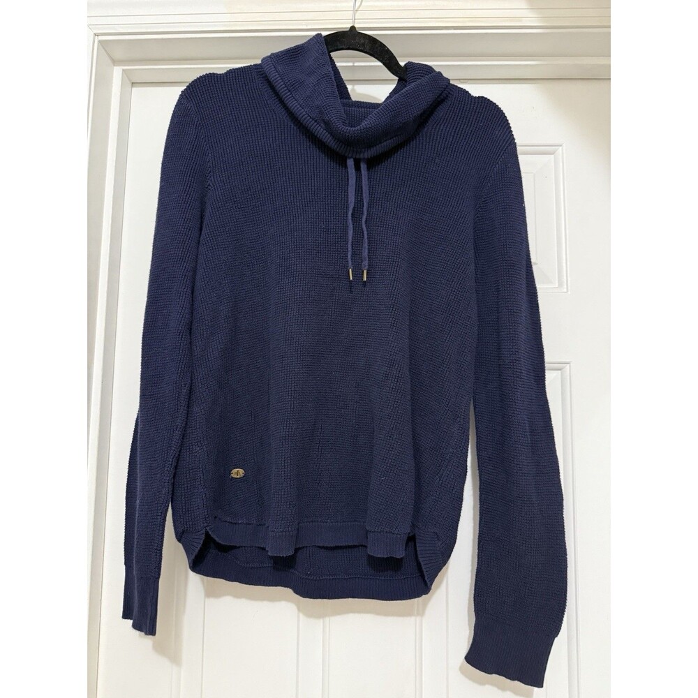 Lauren Ralph Lauren Sweater Women L Ladies Blue Navy Cowl Neck Sweater Preppy